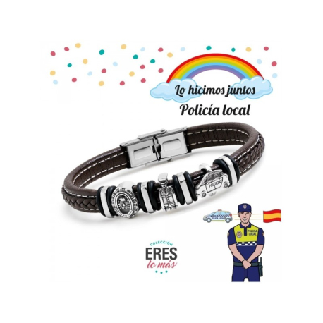 PULSERA PLATA  POLICIA